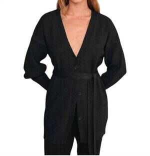 NEW DELUC ross long balloon sleeves cardigan in black